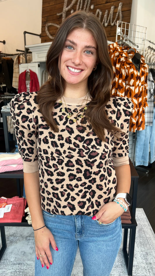 Latte & Leopard Sweater Top