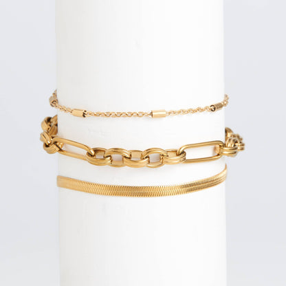 Narelle Waterproof Snake Chain Trio Bracelet Set