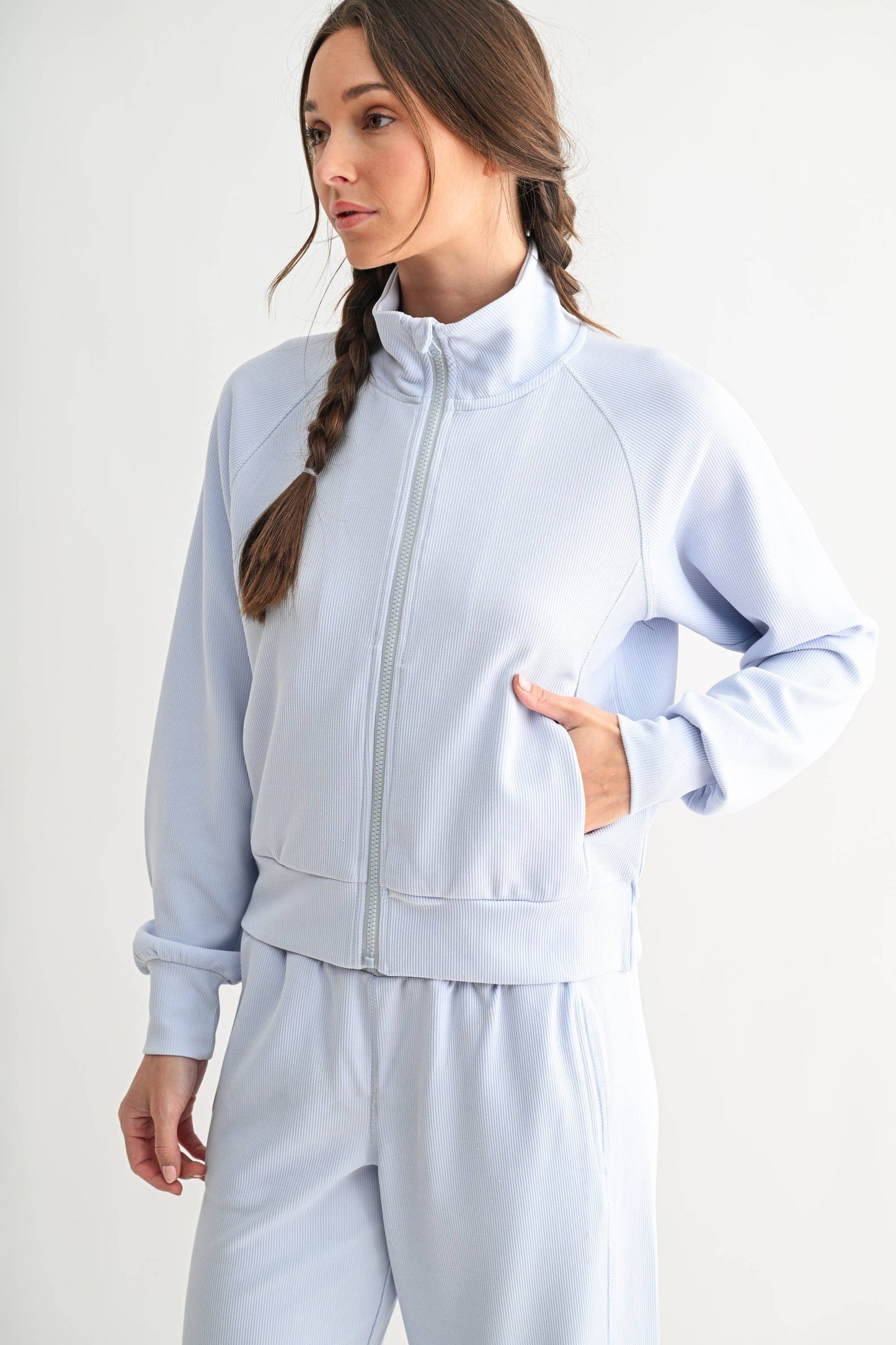 Luxe Sand Wash Rib Zip Jacket my Mono B