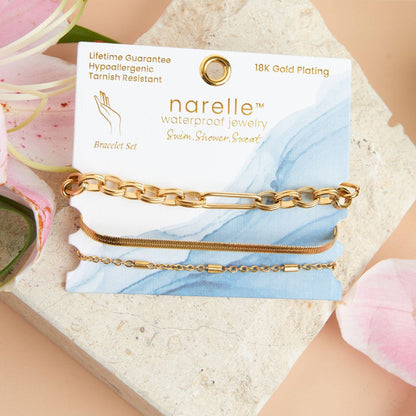 Narelle Waterproof Snake Chain Trio Bracelet Set