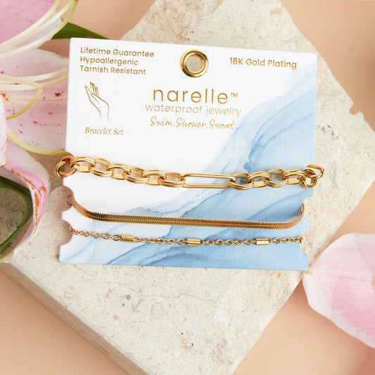 Narelle Waterproof Snake Chain Trio Bracelet Set