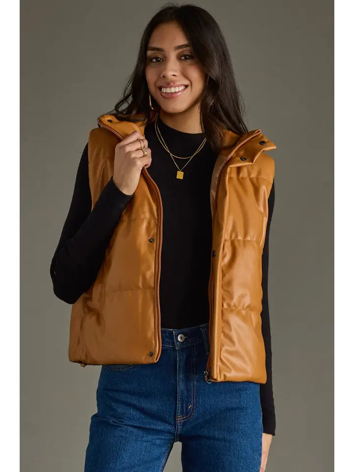 Toffee Twist Faux Leather Vest