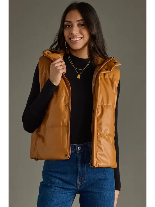 Toffee Twist Faux Leather Vest