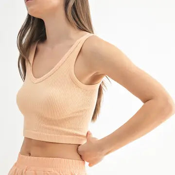Ribbed Seamless Cropped Tank Top by Mono B