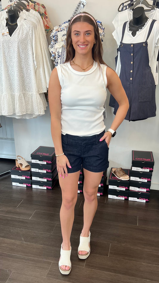 Hampton Mid Low Rise Cuffed Shorts by Dear John