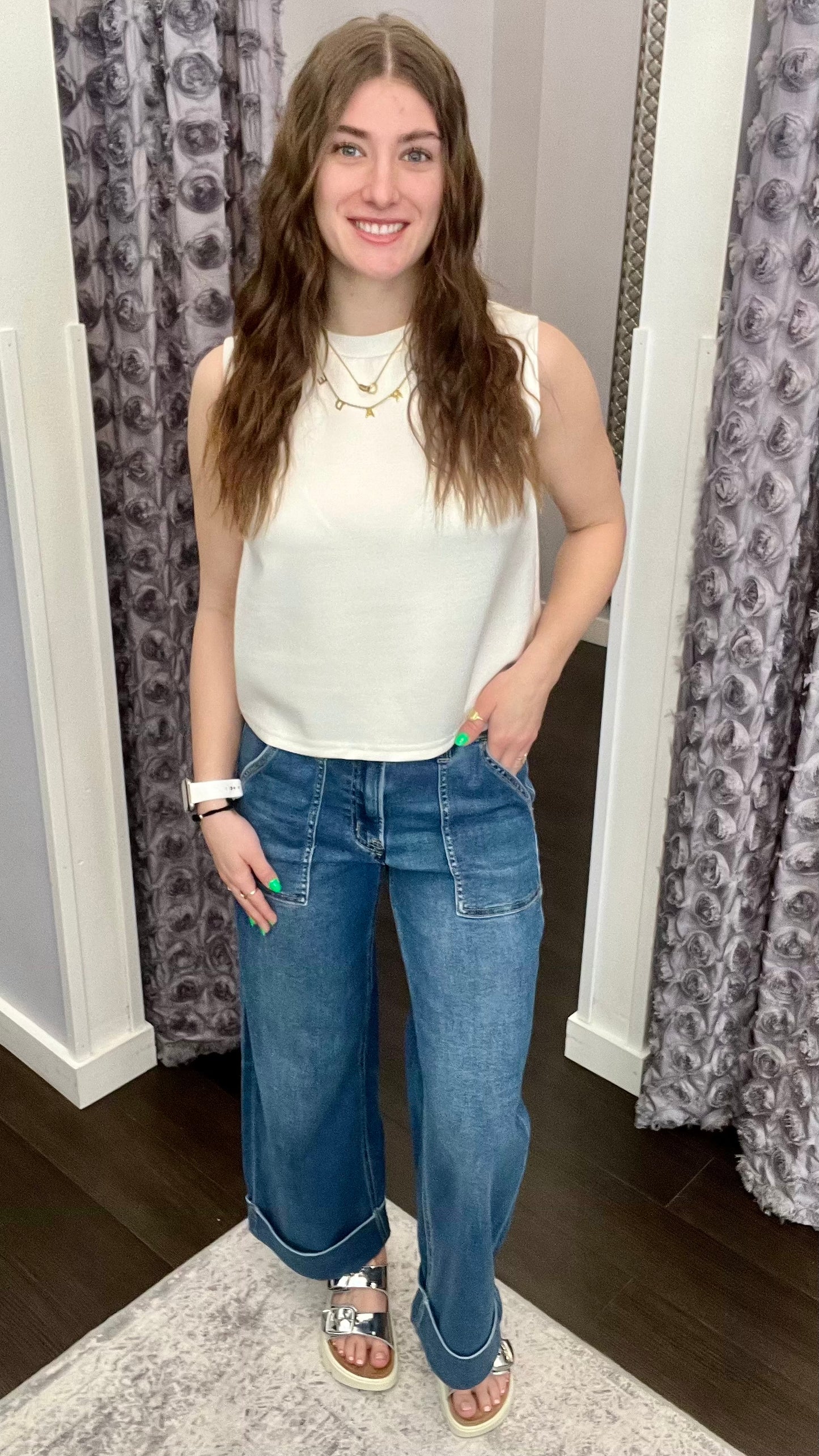 Cozy Cuff Wide Leg Jean in Enviably by Vervet