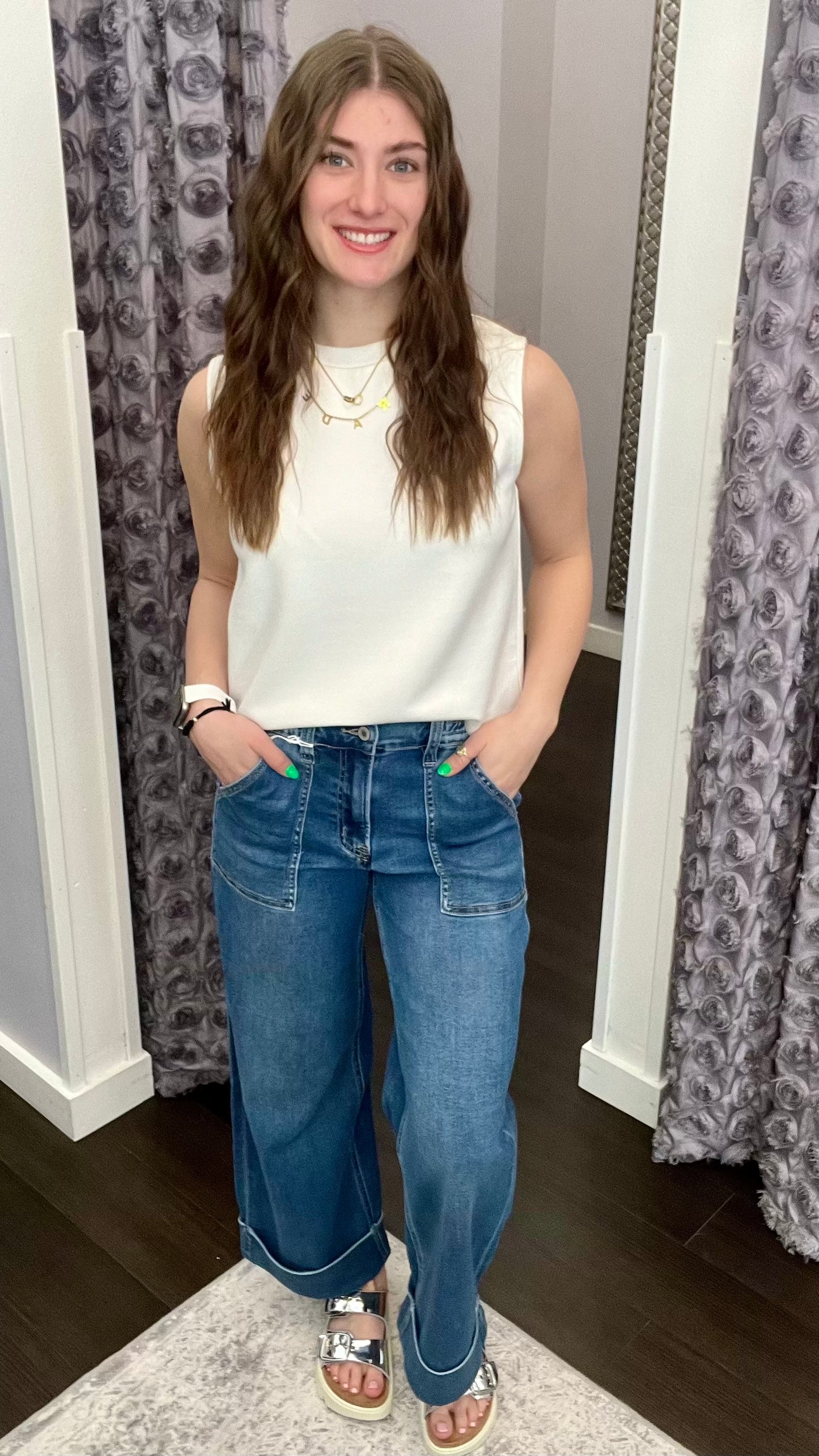 Cozy Cuff Wide Leg Jean in Enviably by Vervet