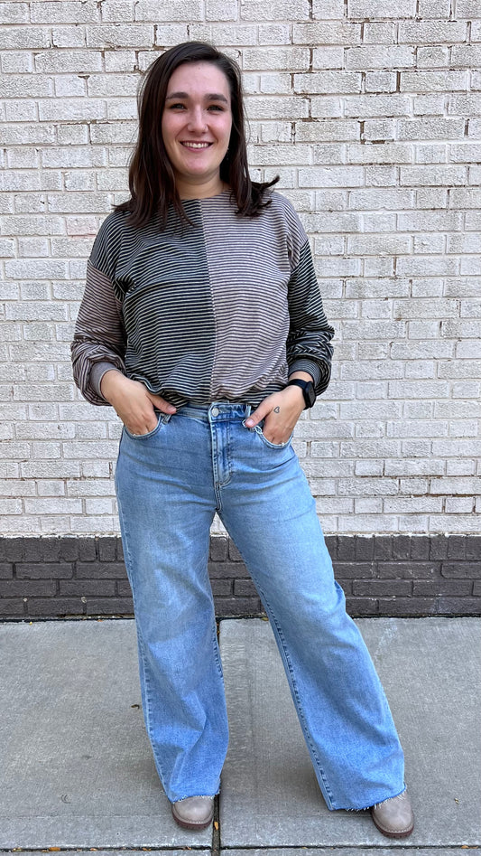 Color Block Stripe Mix Top