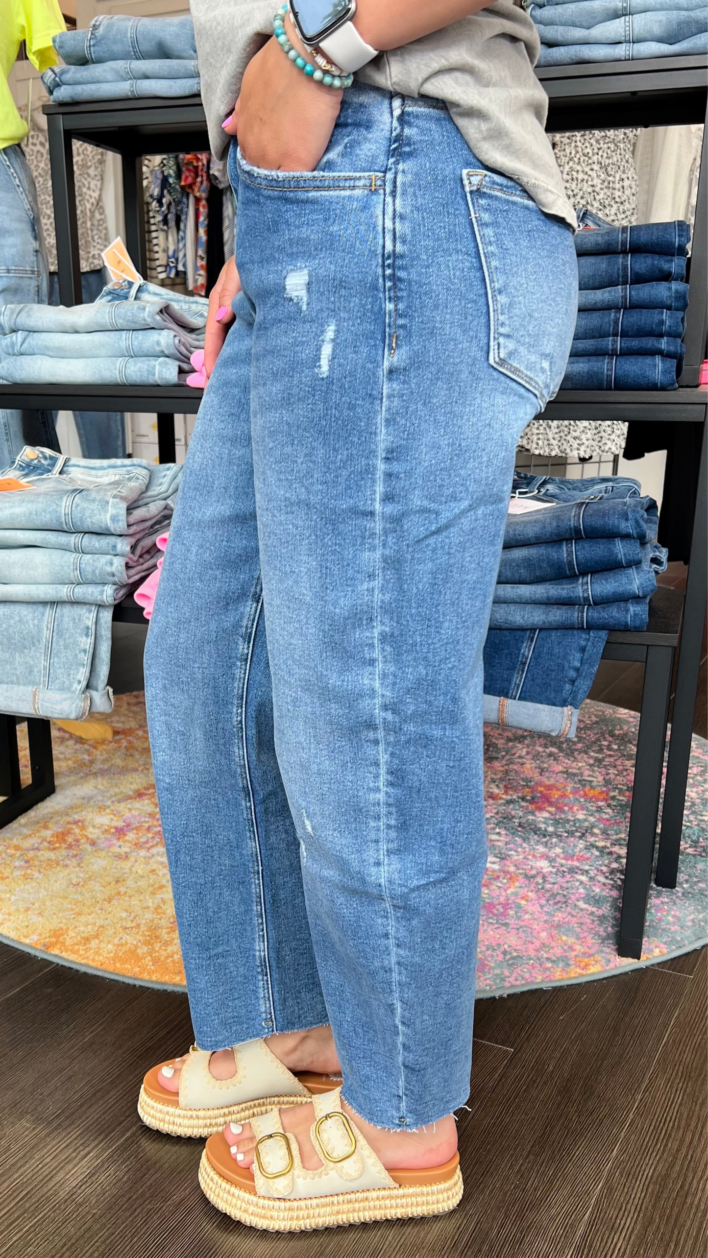Smooth Move High Rise Barrel Leg Jeans in Her Possession by Lovervet