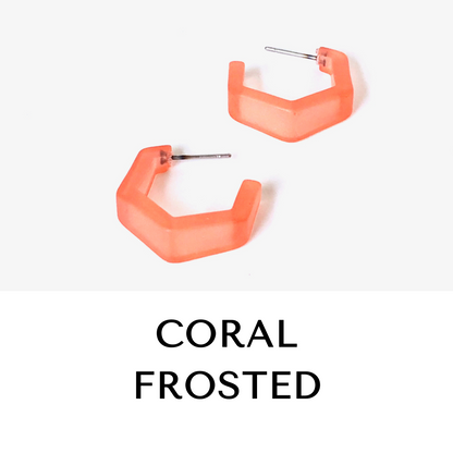 Tapered Hex Hoop Earrings
