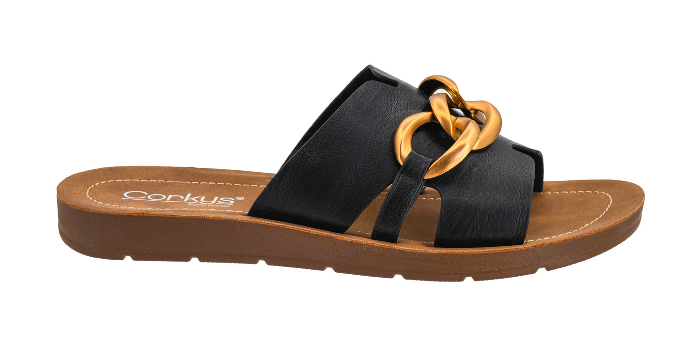 Chain Letter Sandals in Black by Corkys Footwear