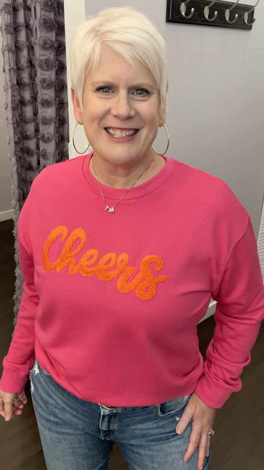 "Cheers" Hot Pink Pullover