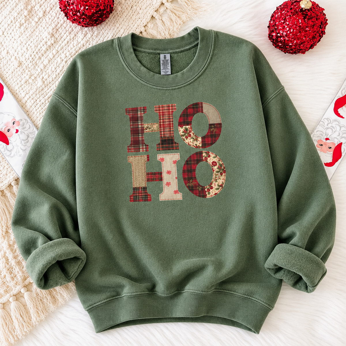 PRE ORDER Faux Quilted Ho Ho Sweatshirt (ETA 10/31)