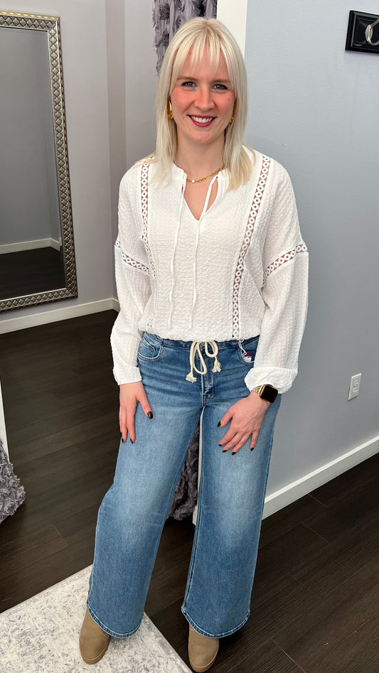 Fresh Start Rope-Tie Jeans by Vervet