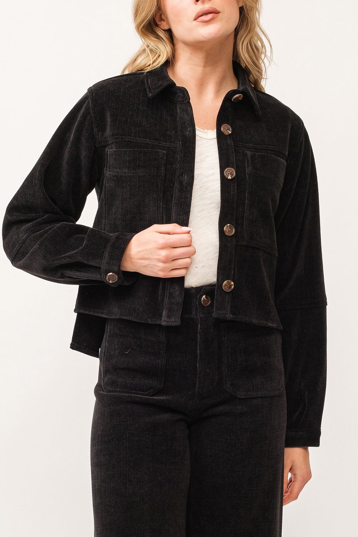 Cropped Gina Jacket in Black by Dear John