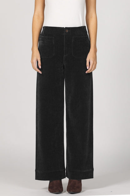 Audrey High Rise Wide Leg Pants in Black by Dear John