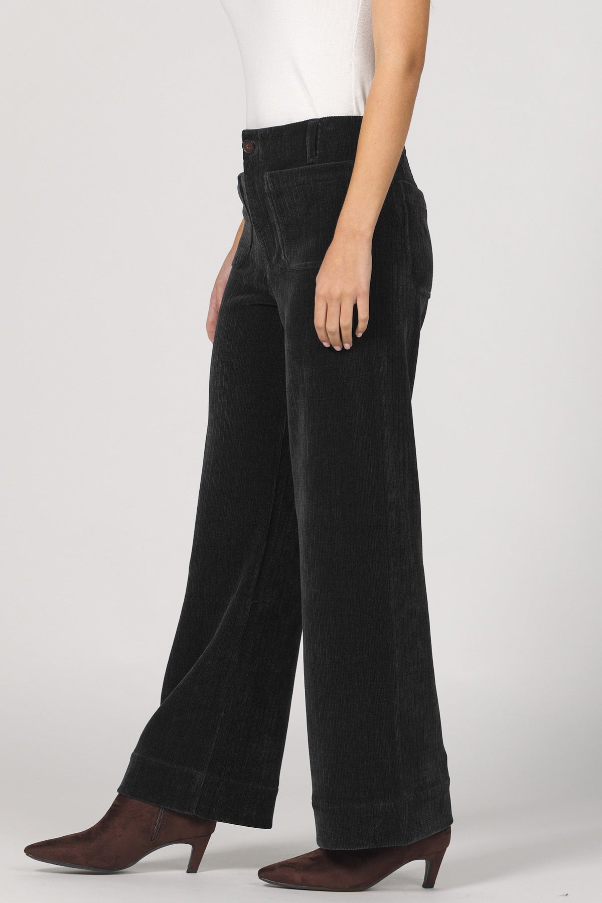 Audrey High Rise Wide Leg Pants in Black by Dear John