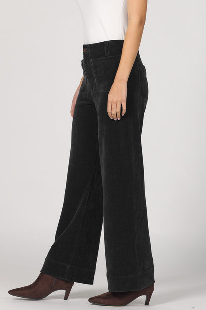 Audrey High Rise Wide Leg Pants in Black by Dear John
