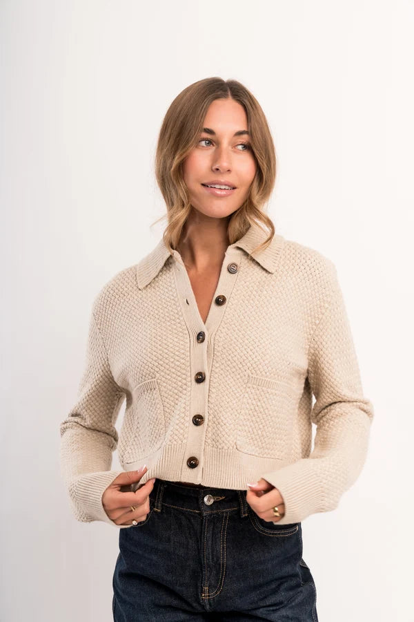Kensington Knit Jacket in Cashew Cream