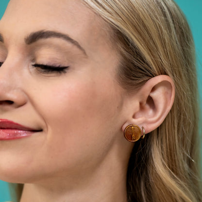 Gold & Caramel Directions Glass Stud Earrings