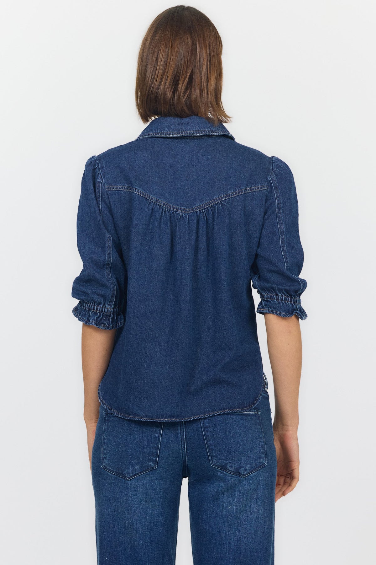 Antonia Elbow Sleeve Blouse in Dark Cobalt by Dear John