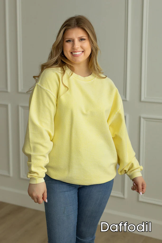 Essential Luxe Corded Crew Sweatshirt