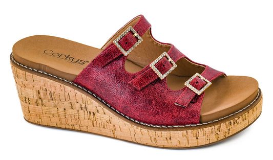 Don't Mind Me Sandals in Red Crinkle by Corkys Footwear
