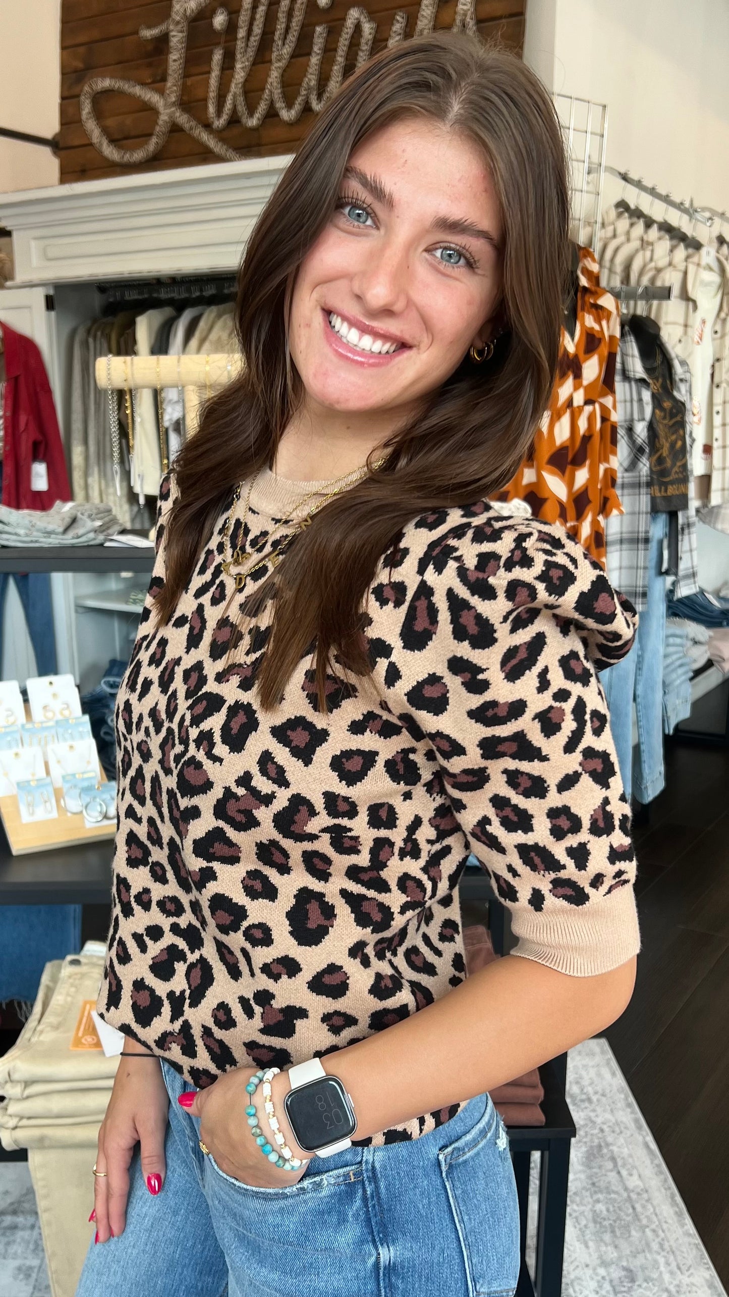 Latte & Leopard Sweater Top