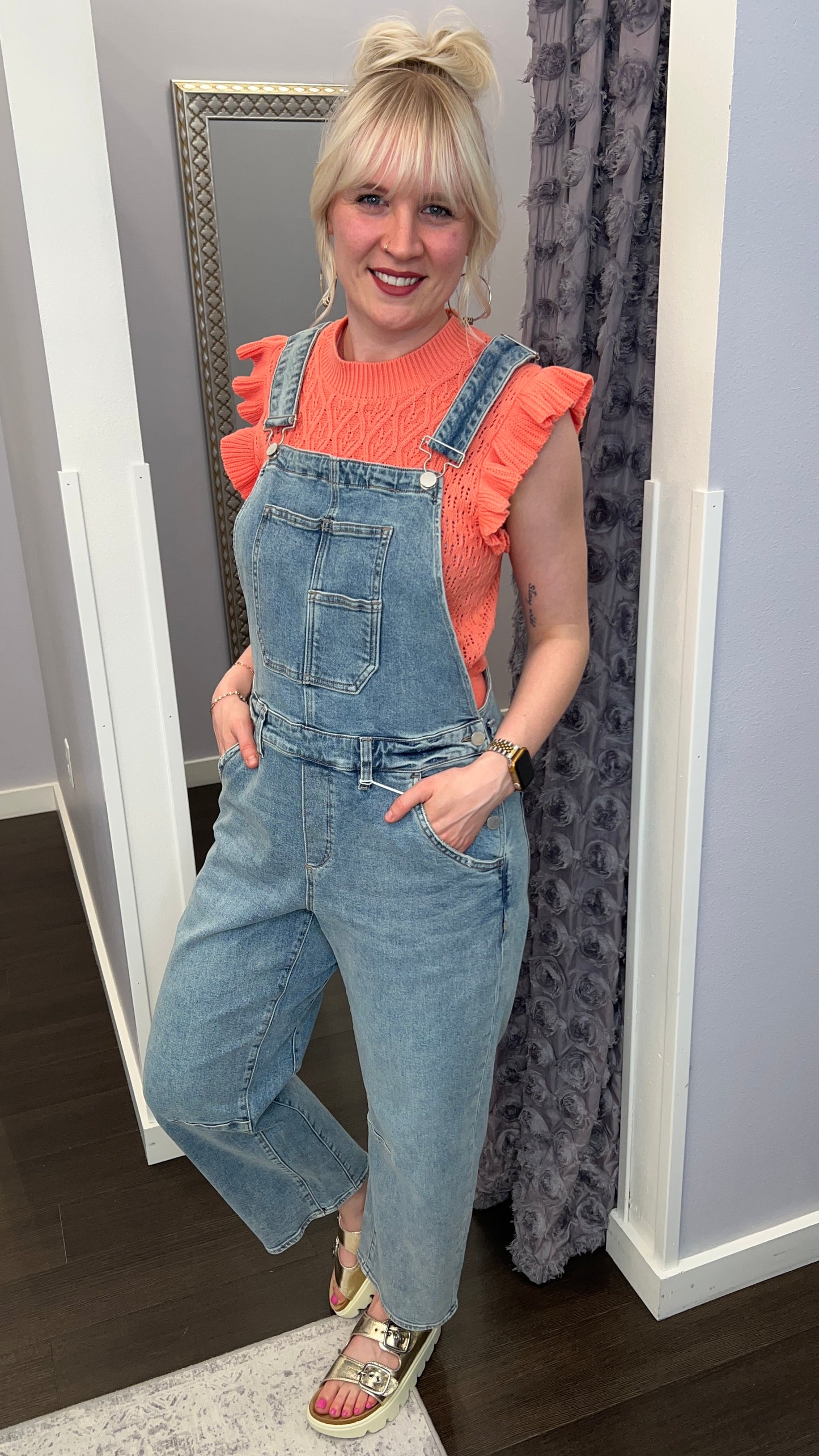 Lasso Barrel Leg Overalls in Western Hue by Dear John