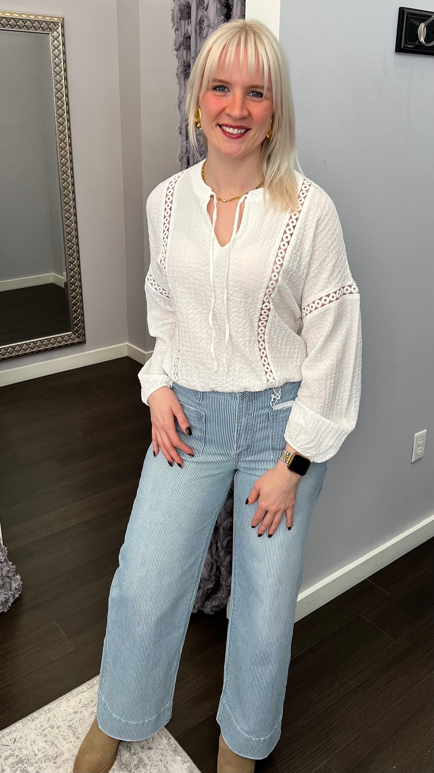 Sunday Sail Pinstripe Jeans by Vervet