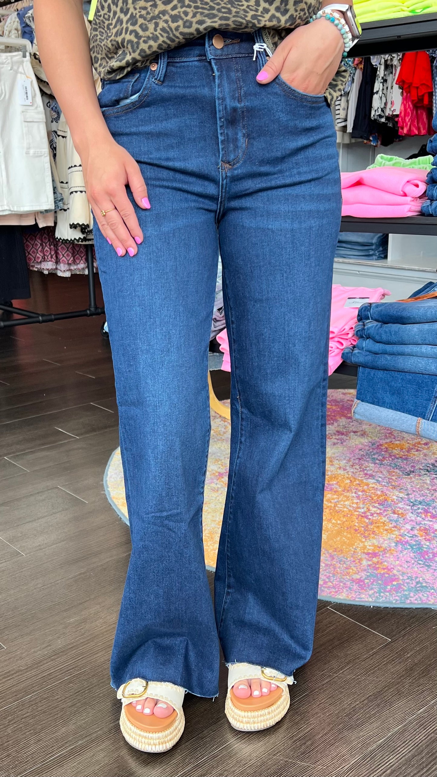 Fiona High Rise Clean Hem in Dark Knight by Dear John
