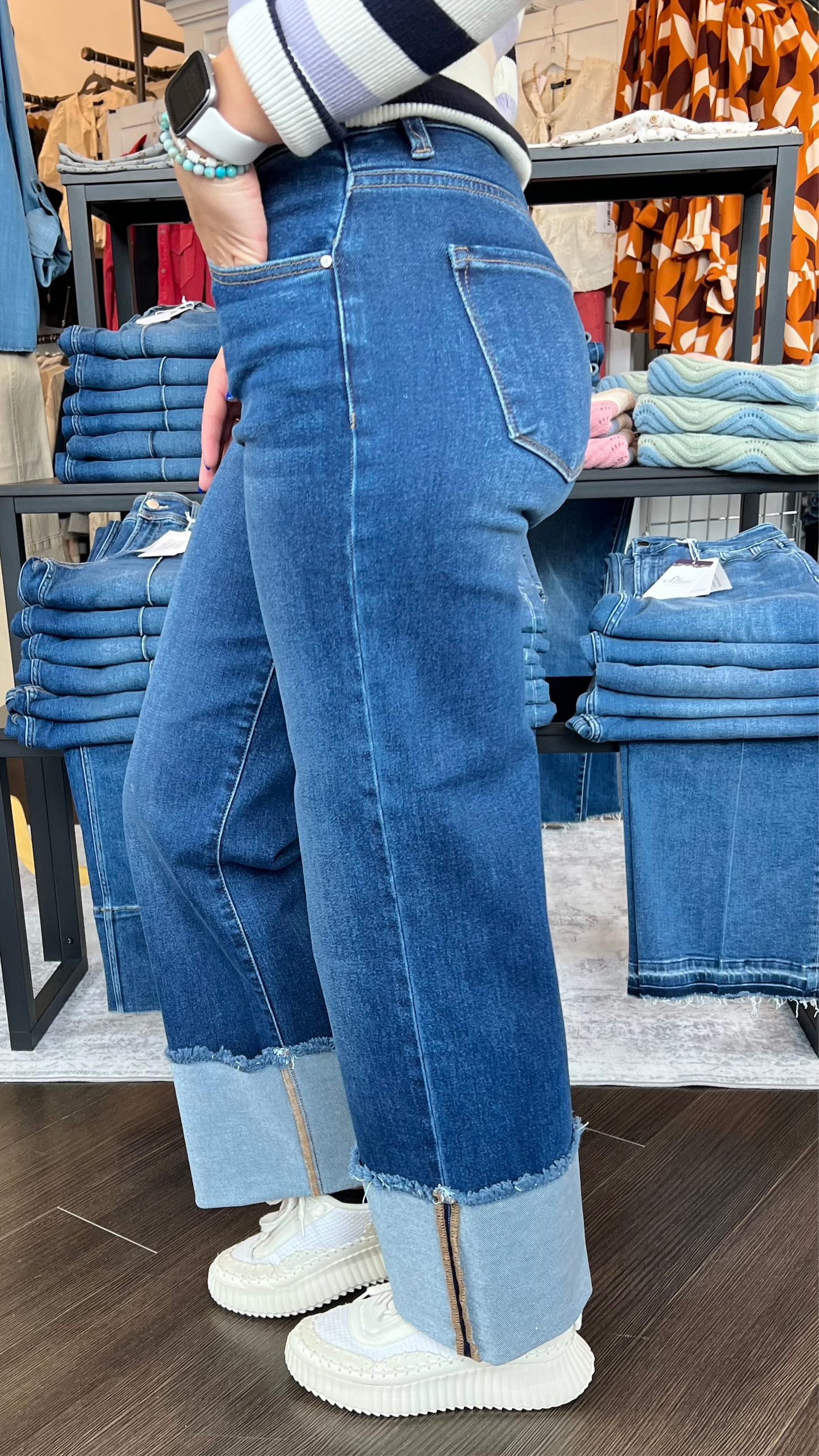Twist & Shout Wide Cuffed Jeans by Risen
