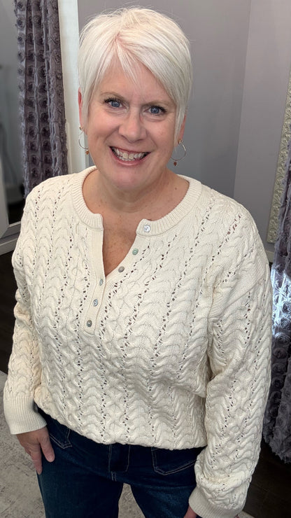 Dreya V-Neck Sweater in Cream by Dear John