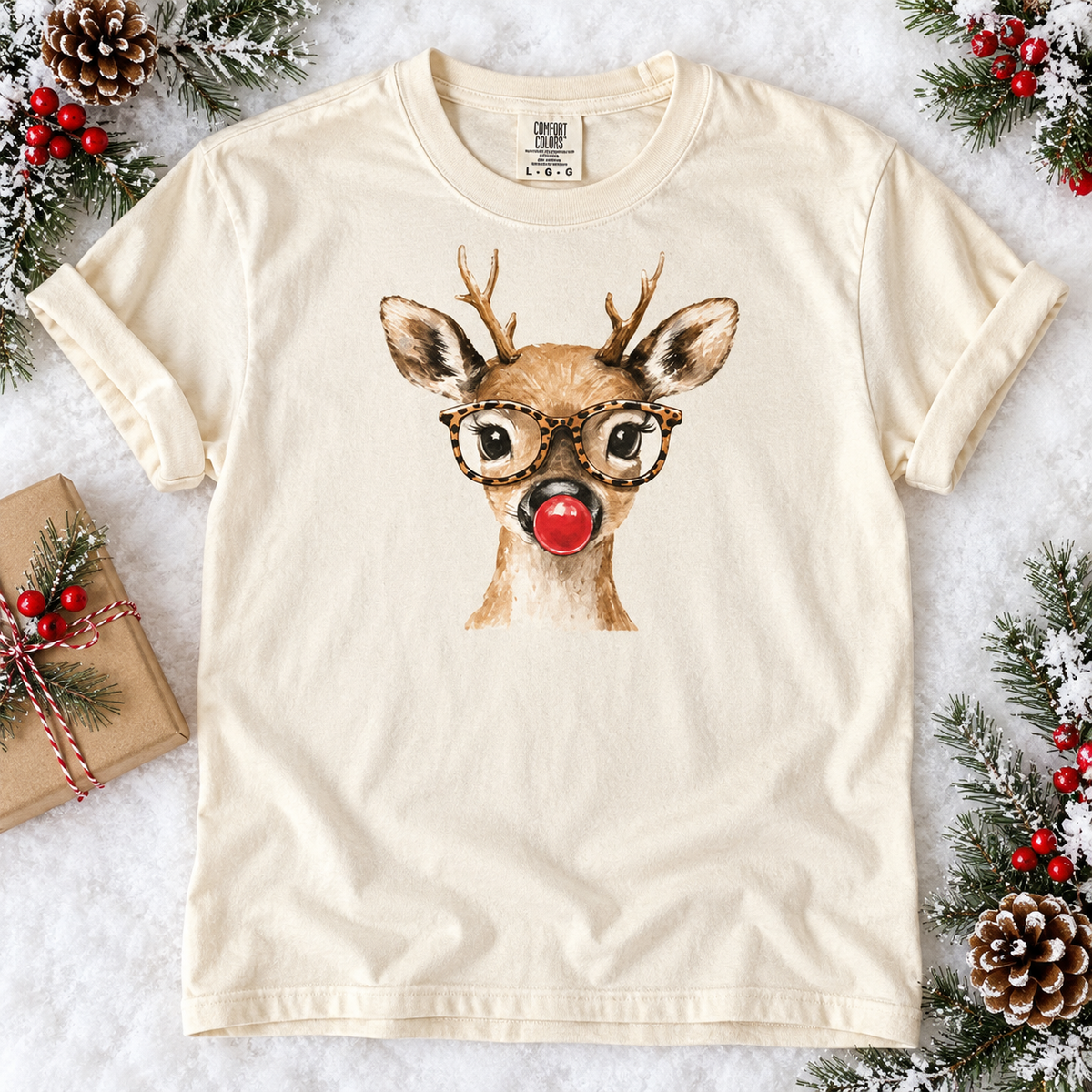 PRE ORDER Leopard Glasses Rudolph Tee (ETA 10/31)