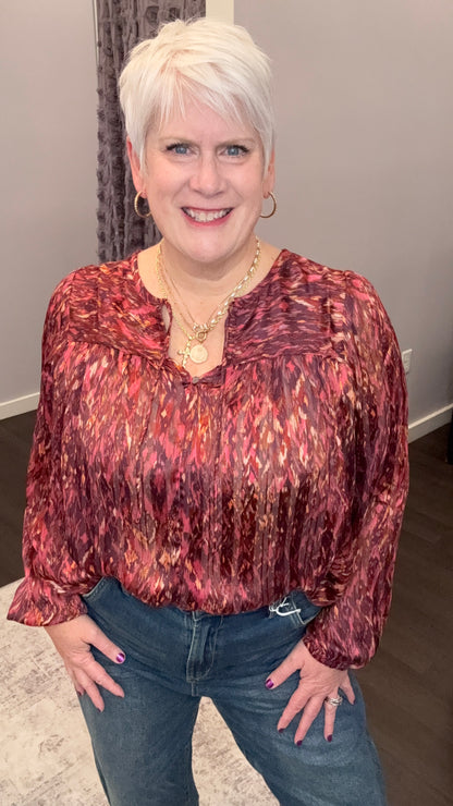 Alessia Blouse in Pomegranate Flame by Dear John