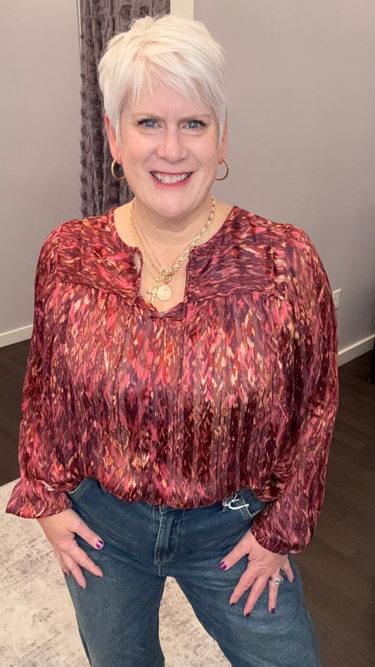 Alessia Blouse in Pomegranate Flame by Dear John