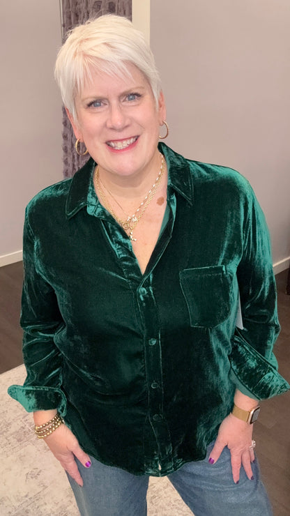 Galina Velvet Top in Rainforest by Dear John