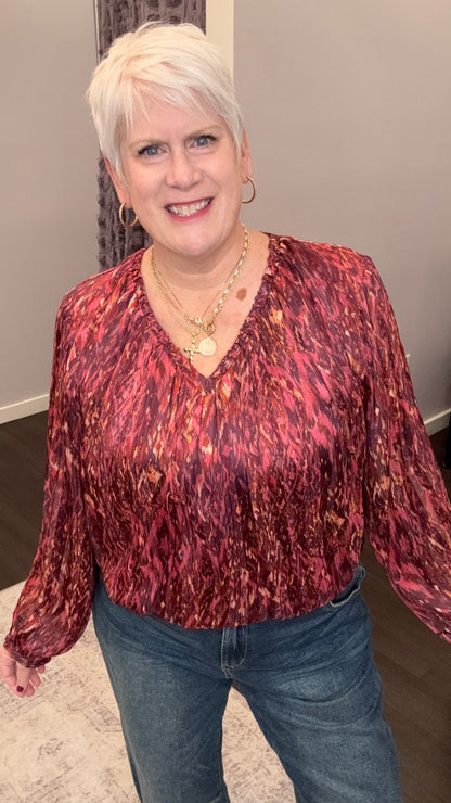 Piaf Blouse in Pomegranate Flame by Dear John