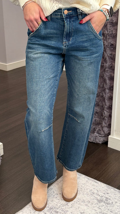 Lasso Barrel Leg in Blue Mix by Dear John