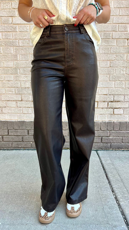 Rustic Rebel Faux Leather Pants by Skies Are Blue