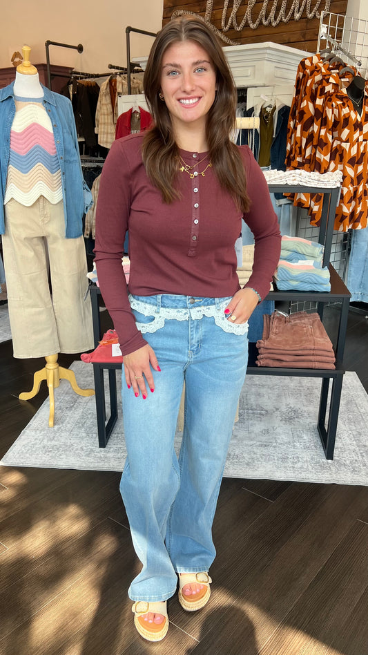 Lace Me Up High Rise Jeans
