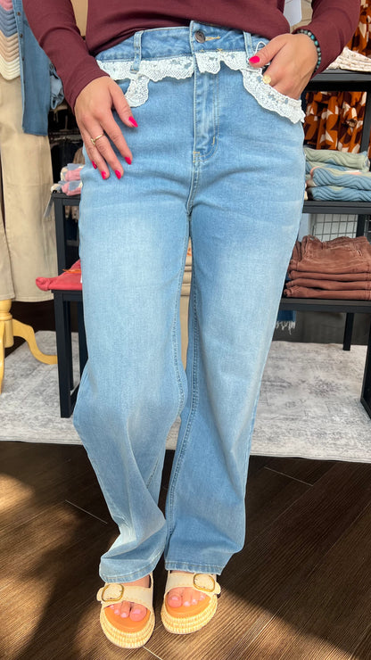 Lace Me Up High Rise Jeans