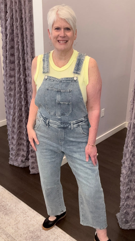 Lasso Barrel Leg Overalls in Western Hue by Dear John