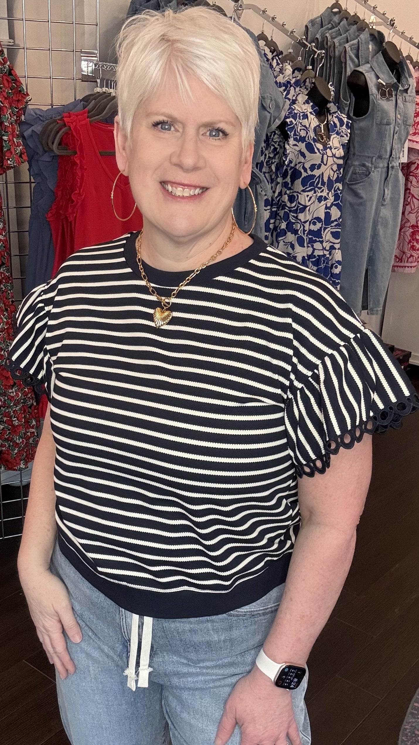 Sail Away Ruffle Sweatshirt Top