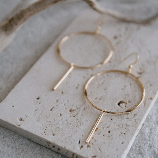 Gatsby Timeless Bar Drop Gold Plated Hoop Earring