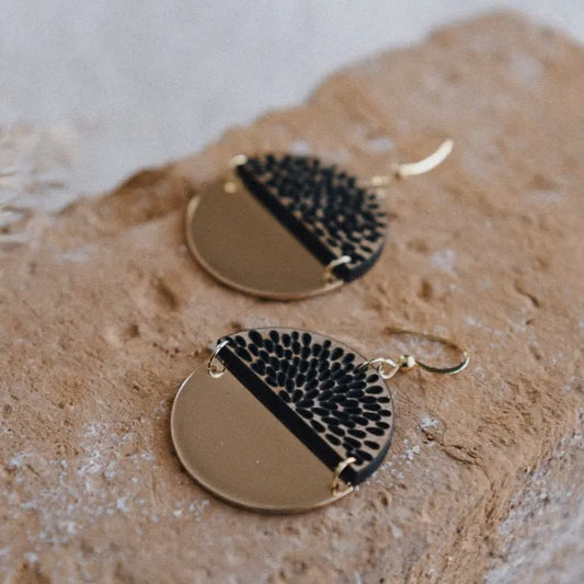 Gold Plated Half Moon Pomegranate Earring