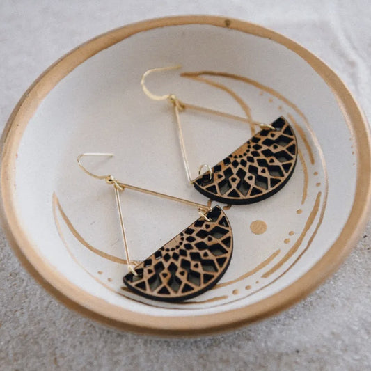 Gold Plated Flying Lotus Mandala Earring