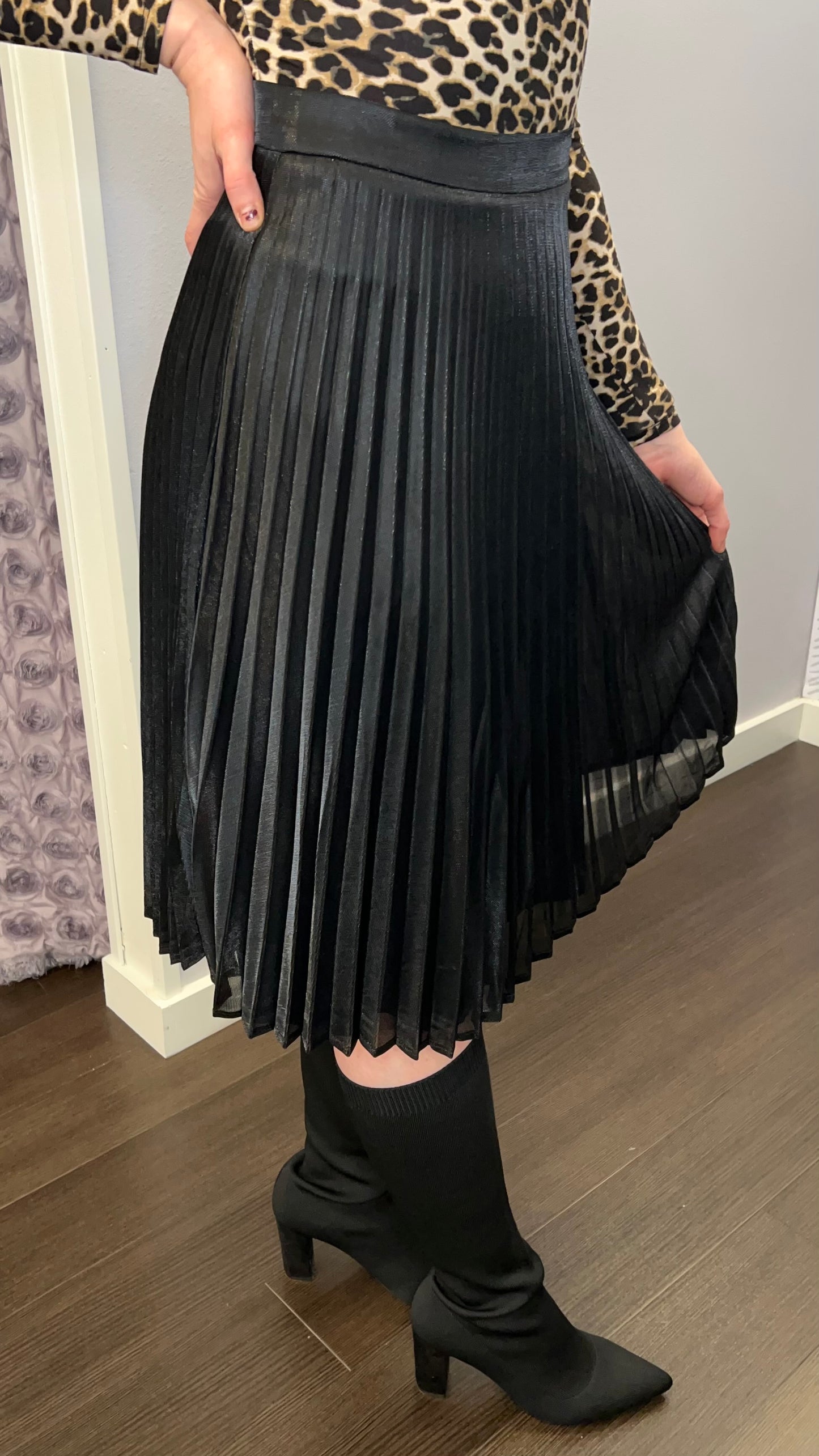 Midnight Luxe Pleated Skirt