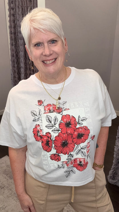 Take It Easy Vintage Floral Cropped Tee