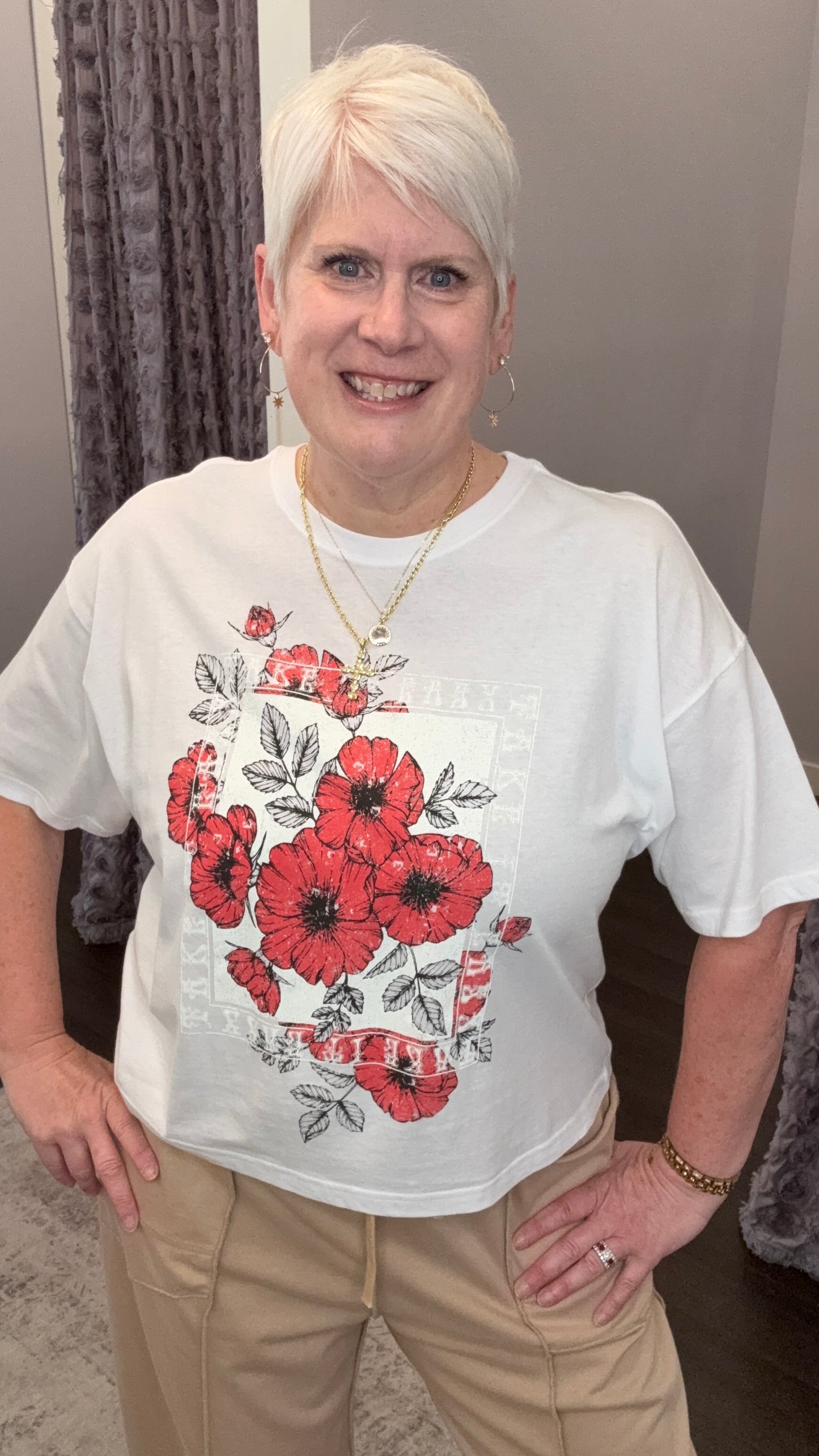 Take It Easy Vintage Floral Cropped Tee